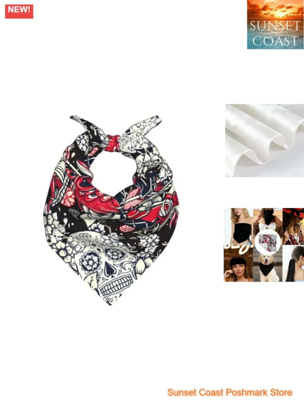 Silk Satin Square Scarf 22x22 Multipurpose Head Scarf Bandana for Women